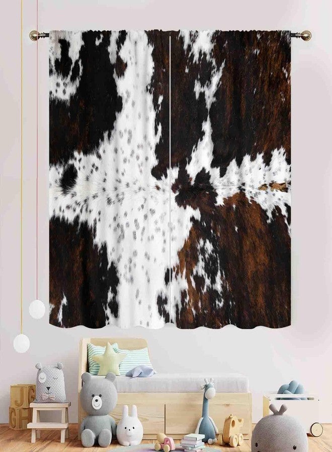 TKUYO Cow Print Curtains, Rustic Brown Cowhide Cow Printed Pattern Farmhouse Western Blackout Curtains for Bedroom Living Room Kitchen Highland Cow Skin Fur Window Treatments Drapes 2 Panel, 42"x45" Inch - Image 3